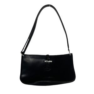 Longchamp Roseau Black Leather Vintage 1990s Handbag
